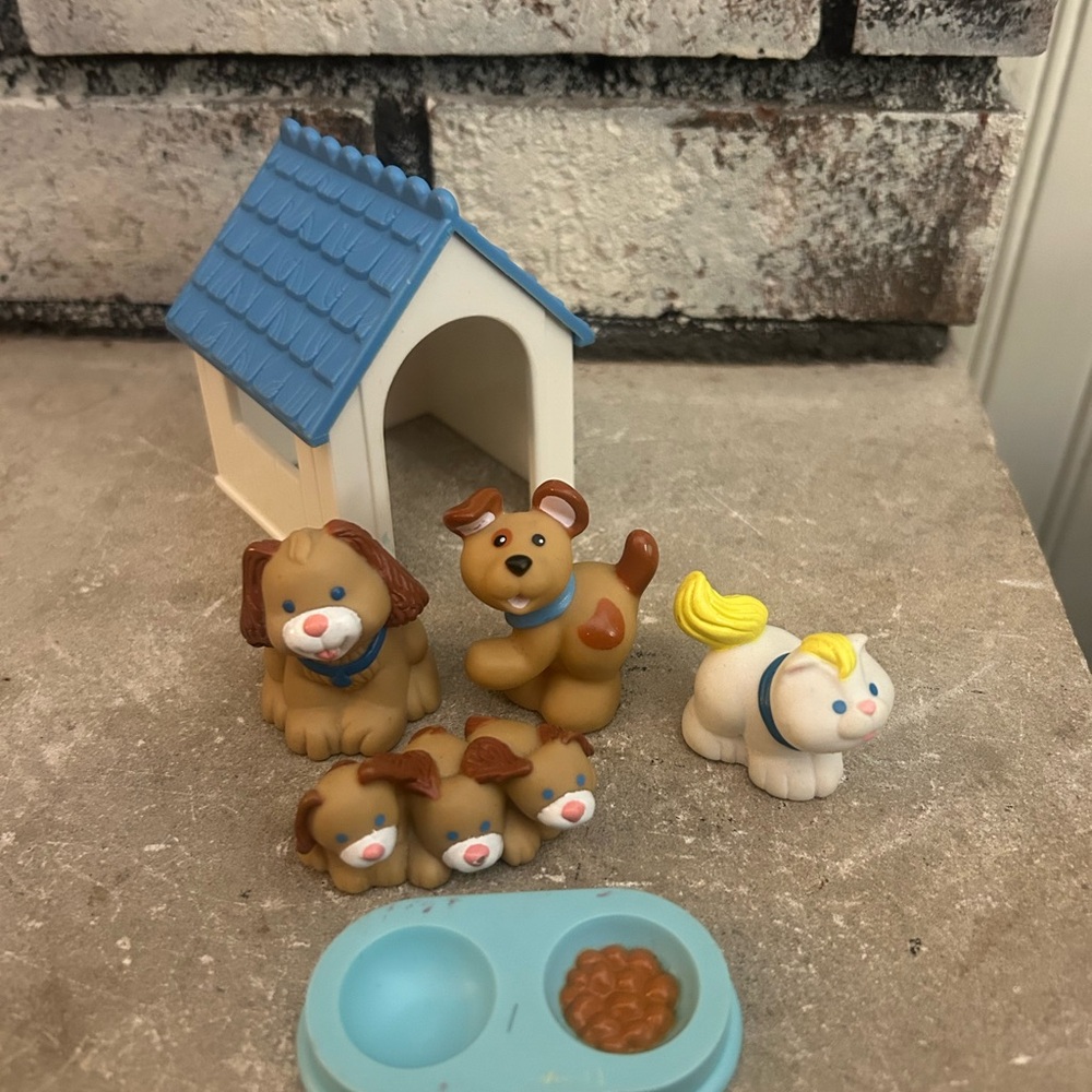 Rare 1993 loving family dream house pets set dog house puppies bowl complete